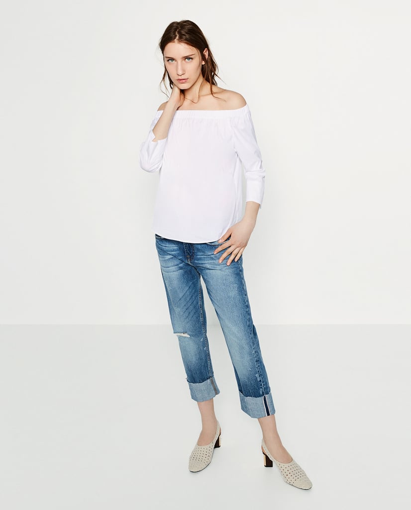 Off-the-Shoulder Poplin Top ($50)