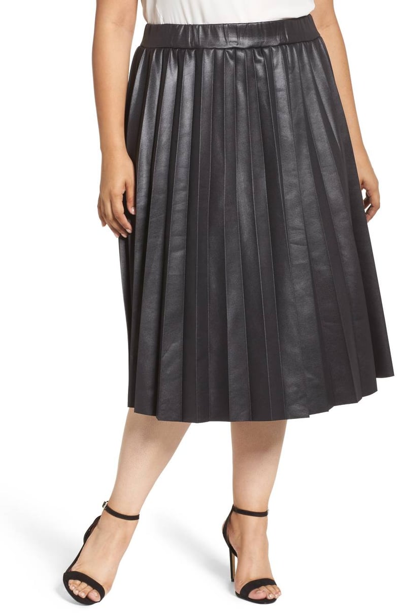 LOST INK Coated Jersey Pleated Skirt