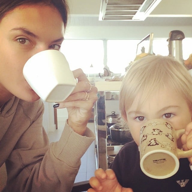 Alessandra Ambrosio sipped from mugs with her son, Noah.
Source: Instagram user alessandraambrosio
