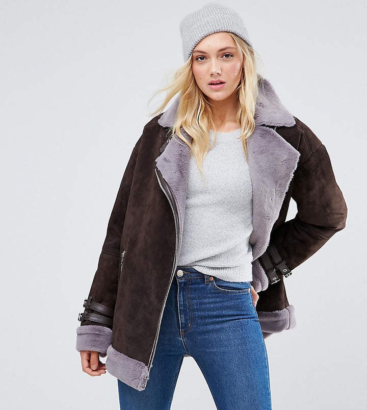 ASOS Suede Aviator With Faux Shearling