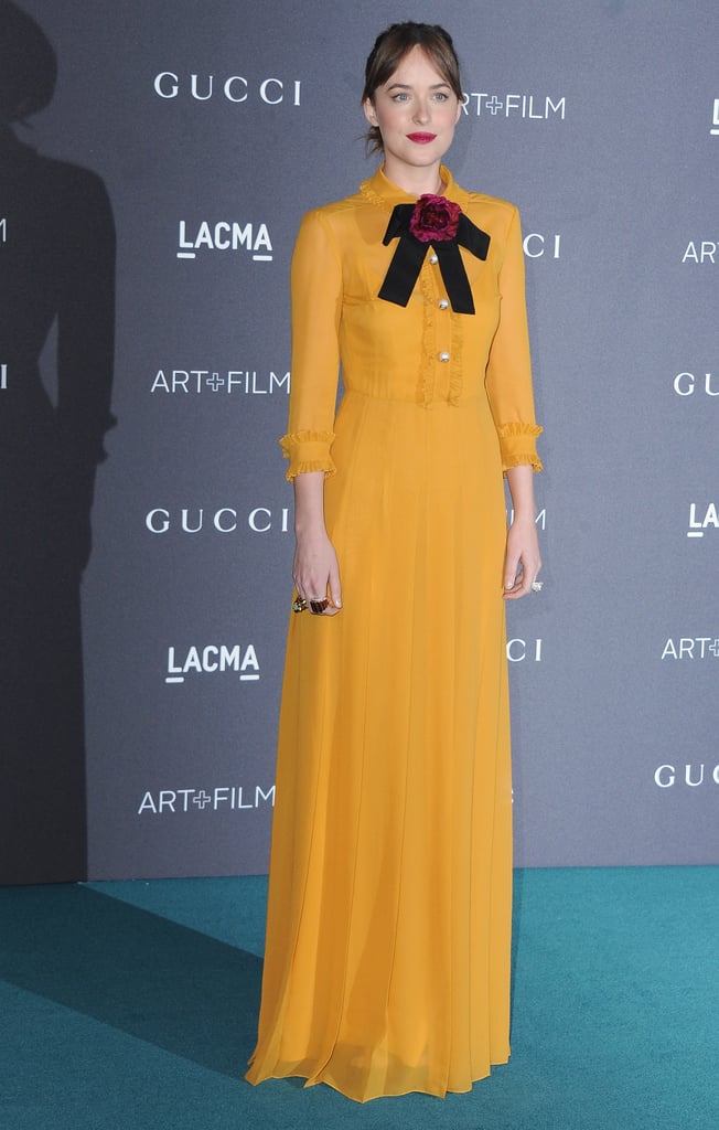 Wearing a Gucci dress at the LACMA Art + Film Gala.
