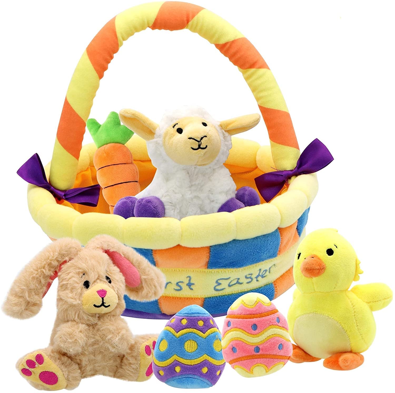 JOYIN 7 Piece Easter Basket Plushies Play Set Save Your