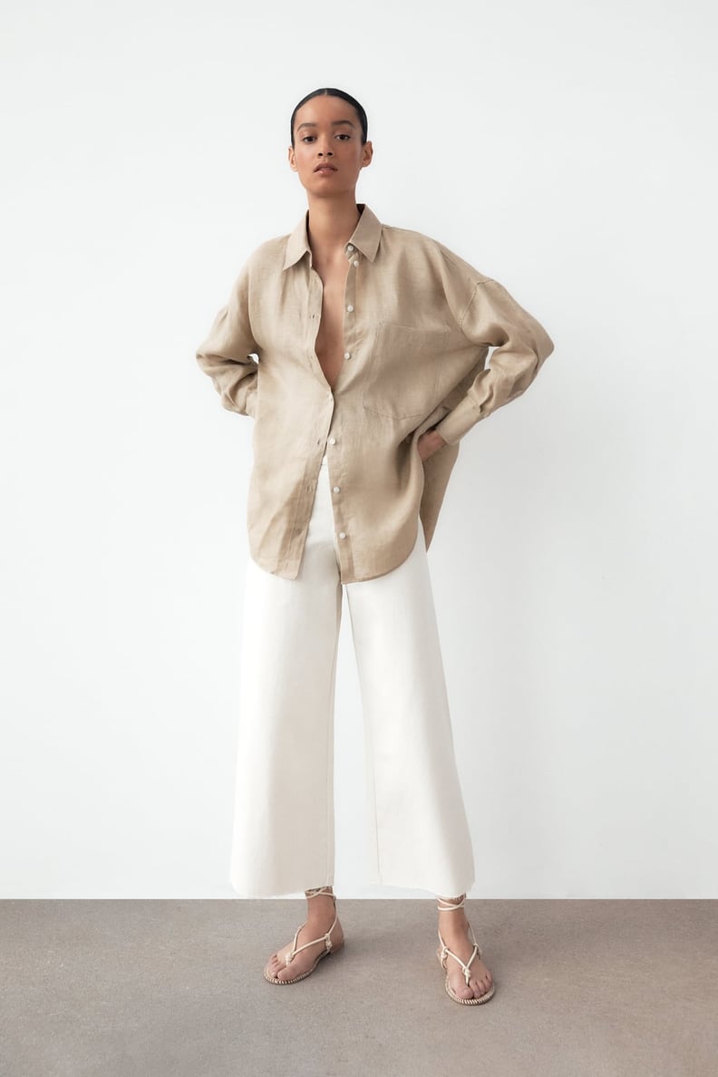 A Layering Top: Zara Linen Shirt With Pockets