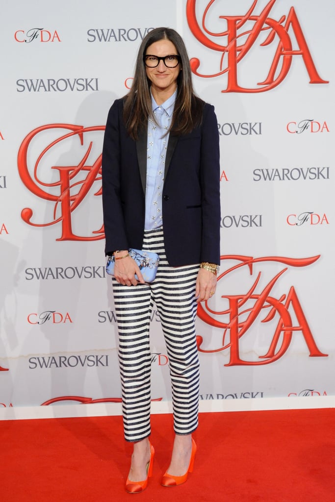 The trusty boyfriend jeans get subbed out for something more tailored, like these horizontally striped pants. The trusty boyfriend jeans get subbed out for something more tailored, like these horizontally striped pants.