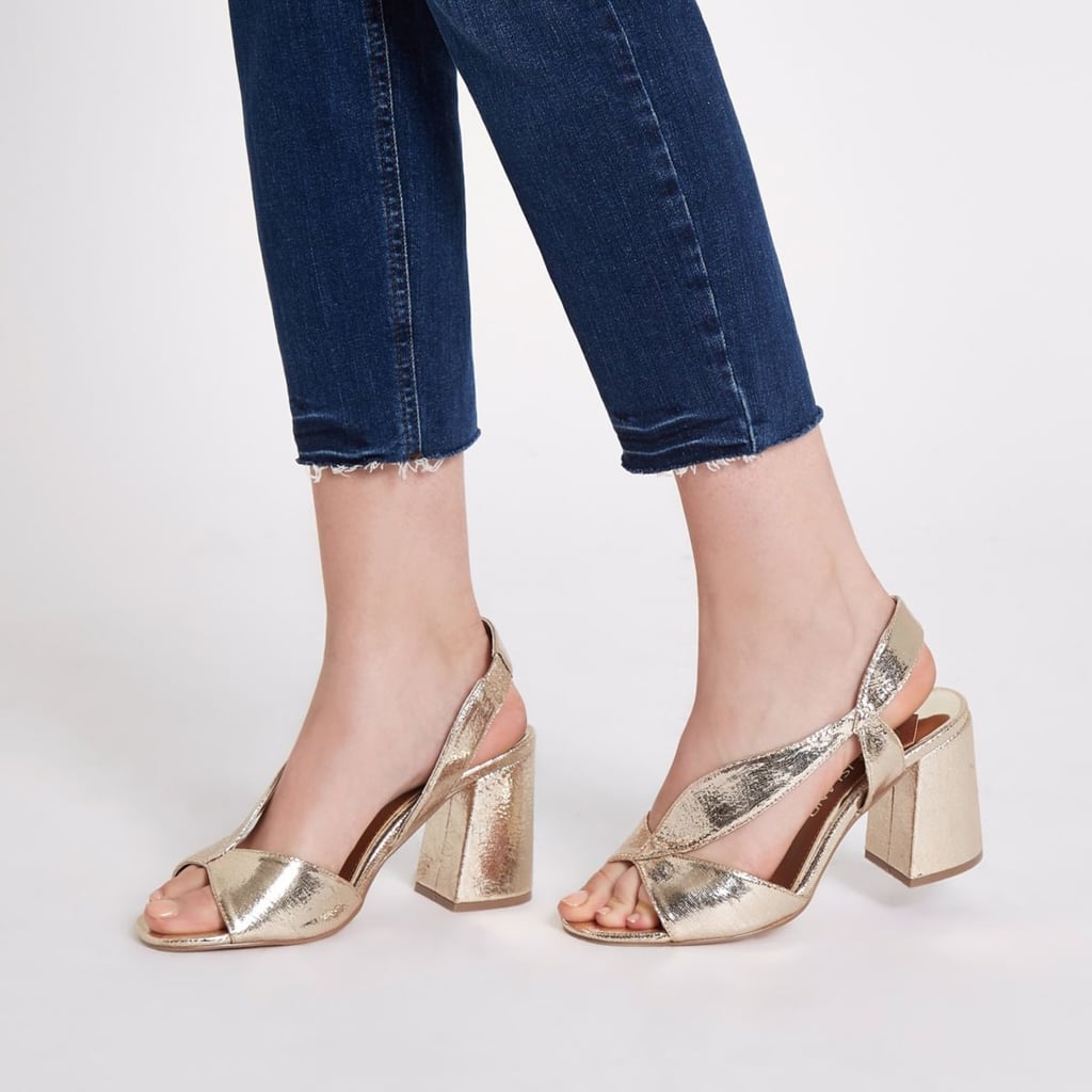 river island gold flat sandals
