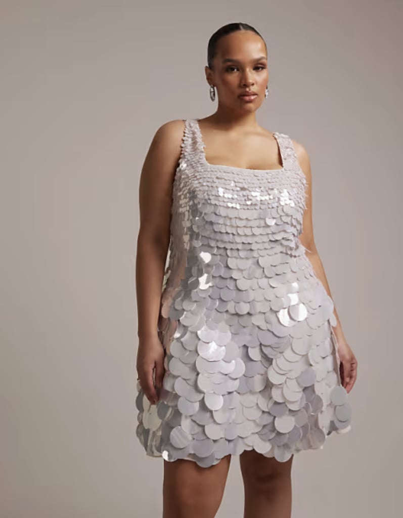 ASOS Curve Large Disc Sequin Square Neck Mini Dress