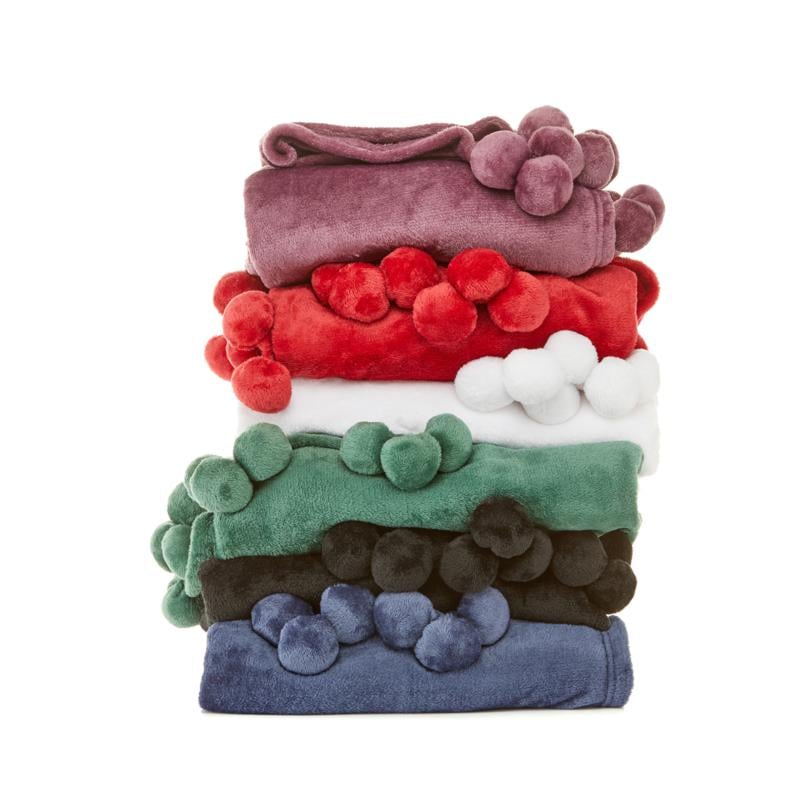 Plush Throw With Pom Poms PomPom Decor POPSUGAR Family Photo 5