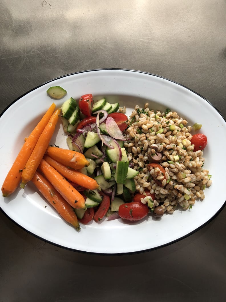Meal Two - Farro, cumcumber salad and carrots. I definitely did not want to eat this. 
