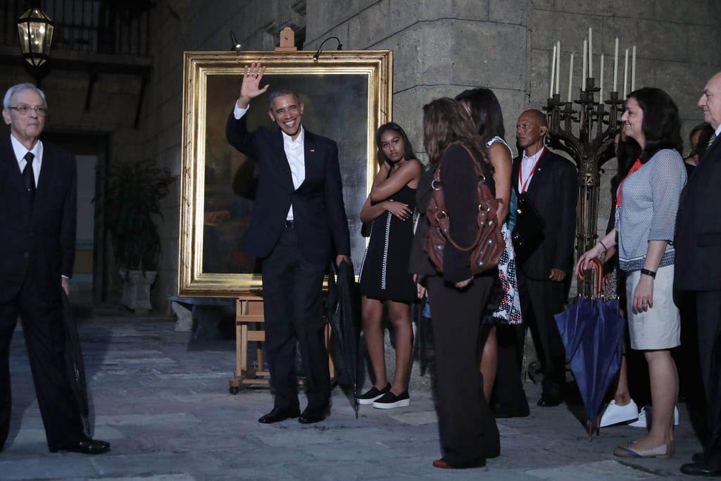 The group made a pit stop in front of a painting of Abraham Lincoln in the Museum of the City of Havana.