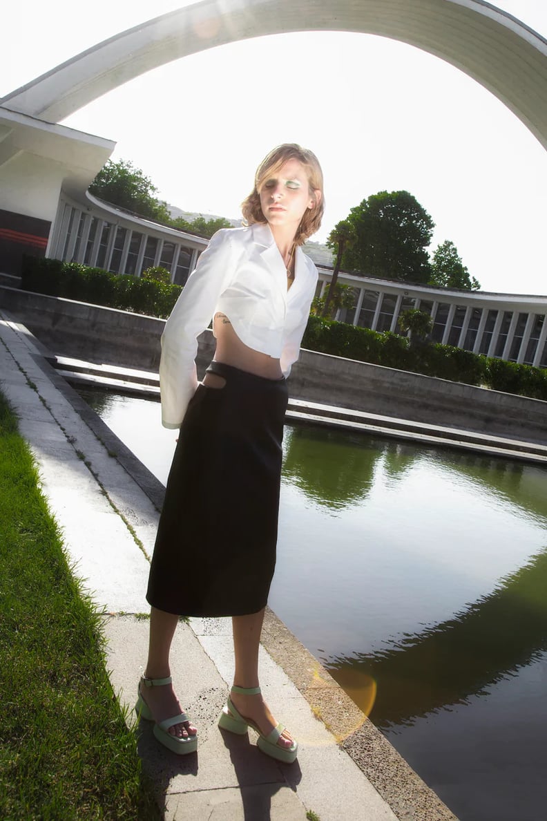 Rita Ora Wears a Black Cutout Leather Skirt and Sweater | PS Fashion