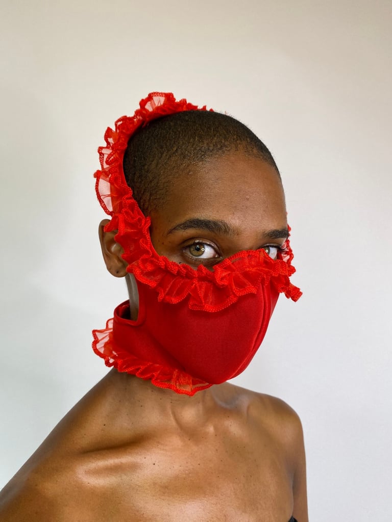 Red Ruffle Face Mask