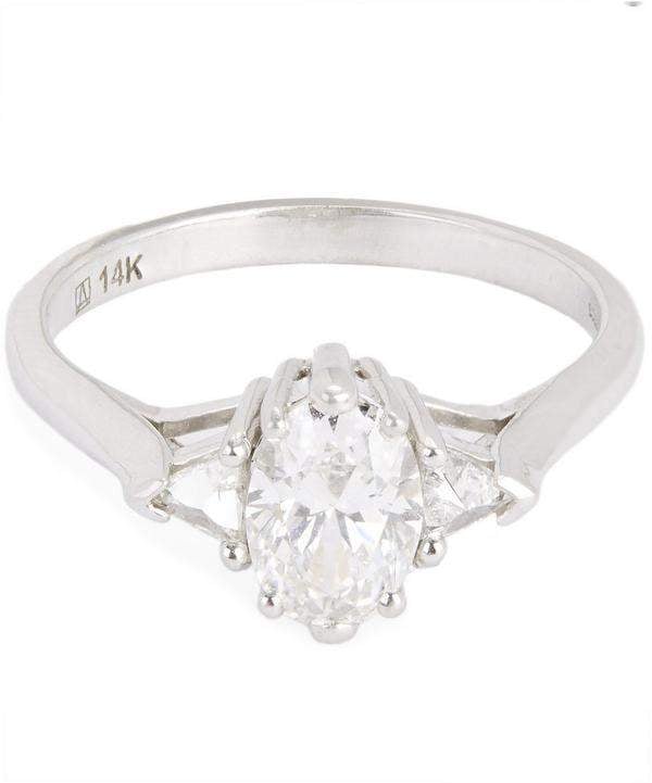 Anna Sheffield White Gold Oval White Diamond Three Stone Ring