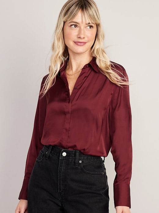 Old Navy Satin Boyfriend Shirt