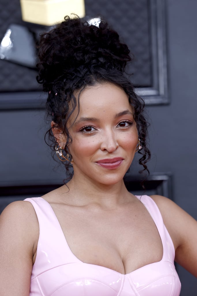 Tinashe's Pink Latex Bow Dress By GCDS at the Grammys