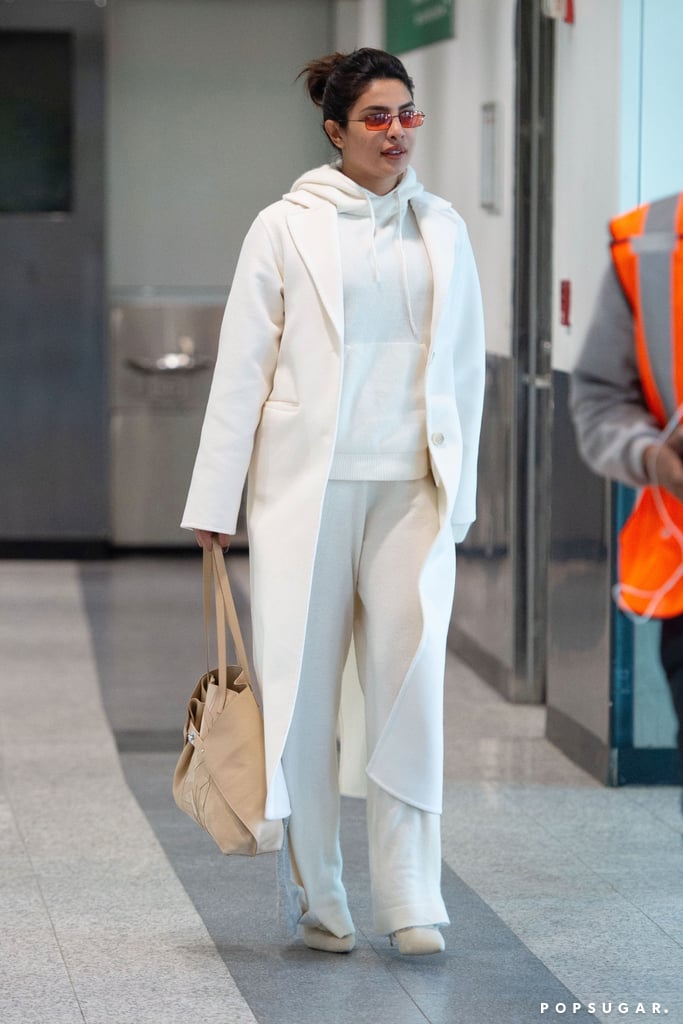 Priyanka Chopra's White Sweatpants at the Airport 2019