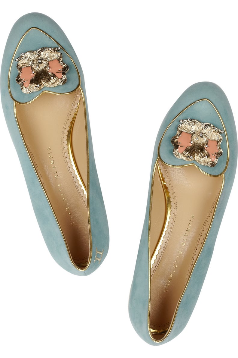 Charlotte Olympia Suede Slippers