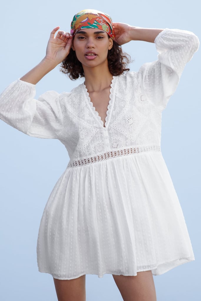A White Dress: Zara Short Embroidered Dress