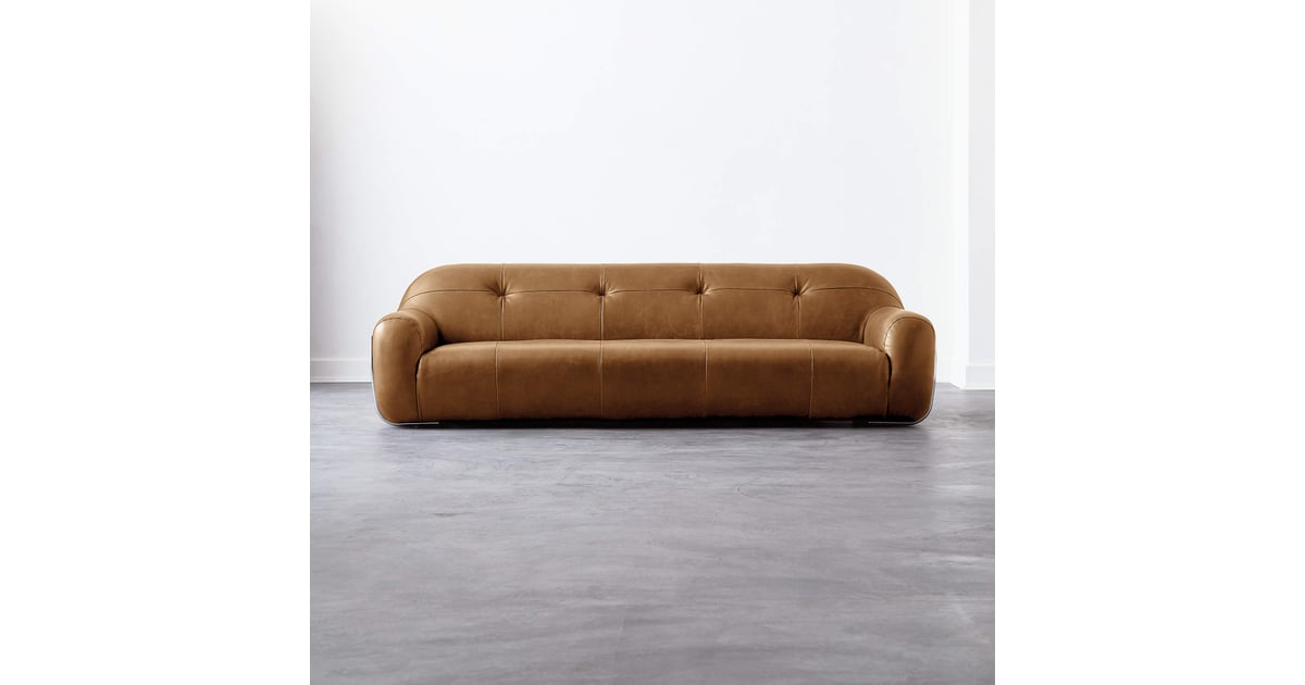 cb2 brace leather sofa