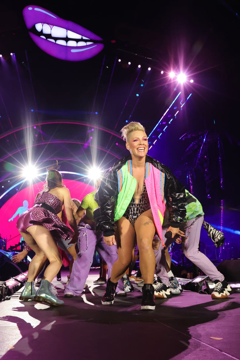 Pink's Colorful Bomber Jacket at the Summer Carnival Tour