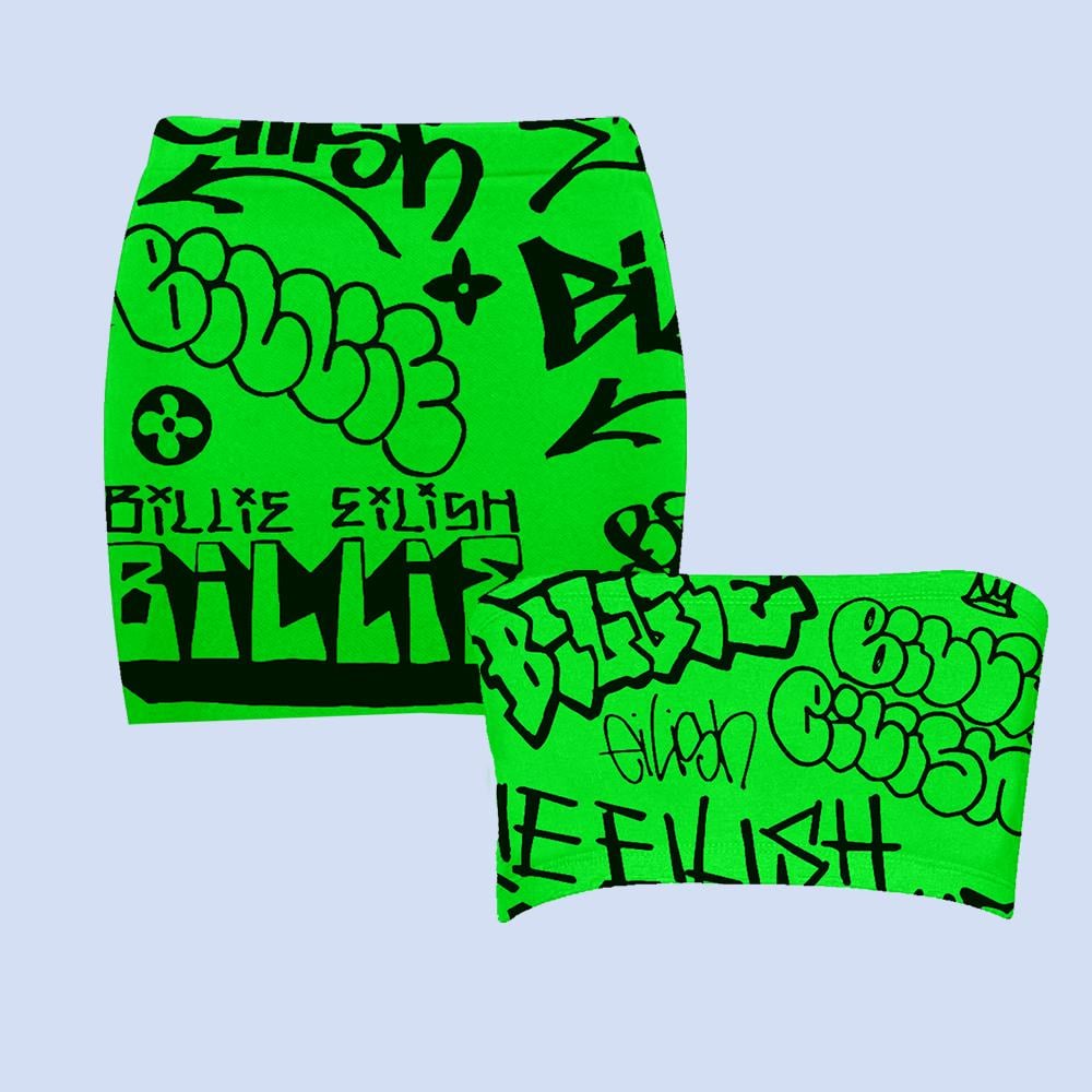 Green Graffiti Tube Top/Skirt Set