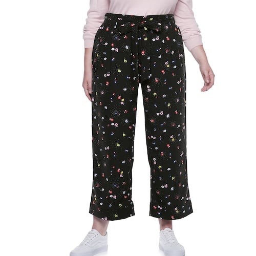 Plus Size POPSUGAR Paperbag-Waist Wide Leg Crop Pants