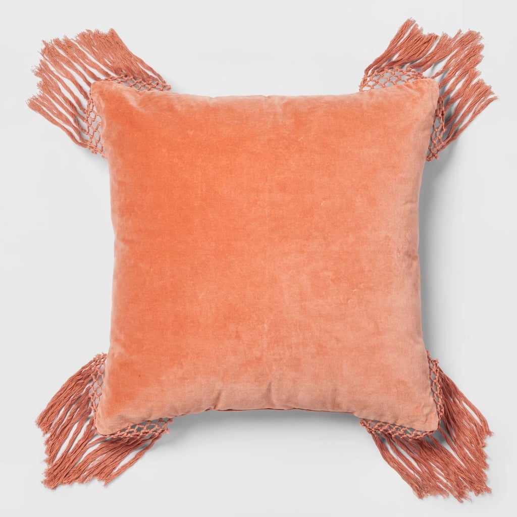 Get the Look: Coral Velvet Fringe Euro Pillow
