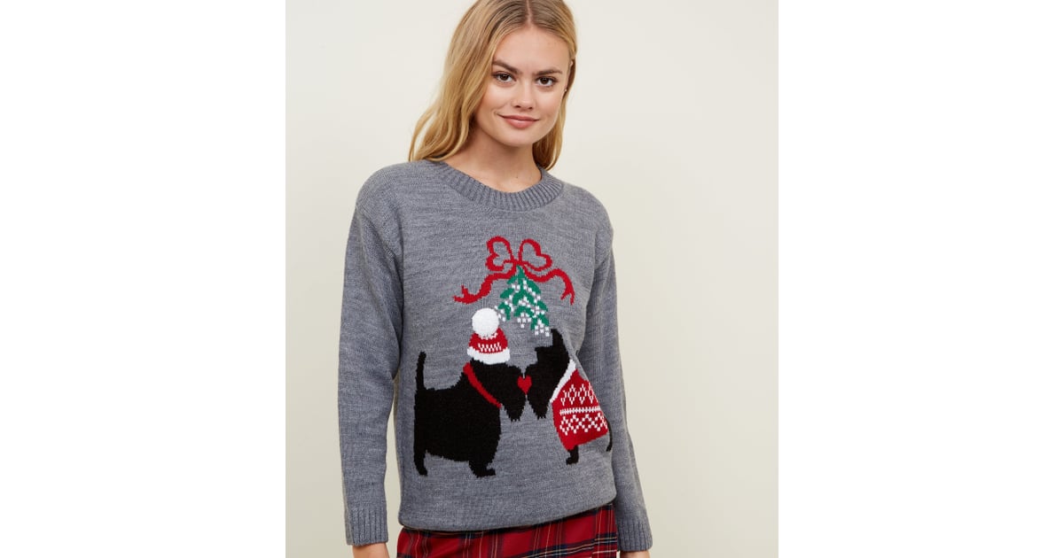 New Look Kissing Scottie Dogs Christmas Jumper Best Christmas Jumpers