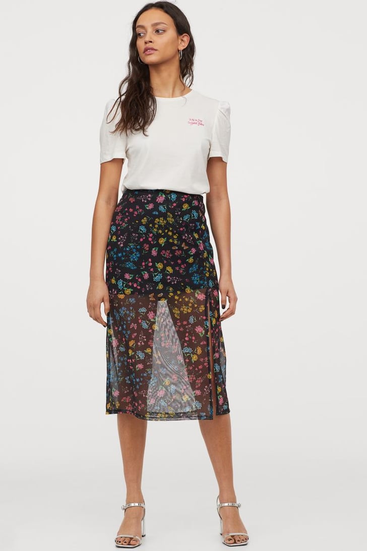 H&m embroidered mesh skirt top