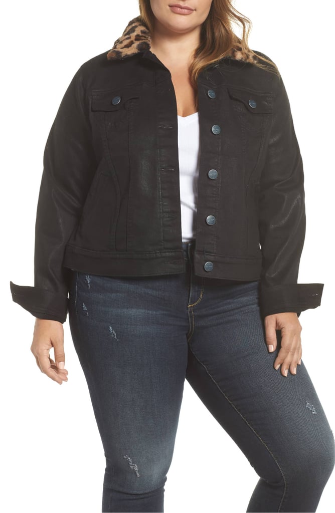 Slink Jeans Coated Denim Jacket With Removable Faux Fur Collar