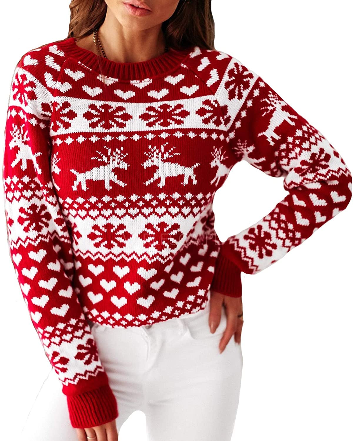 KEERADS Womens Ugly Christmas Hoodie Sweatshirts Snowflake Pullover Tops 