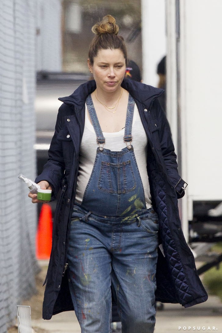 Jessica Biel Pregnant in Overalls POPSUGAR Celebrity Photo 4