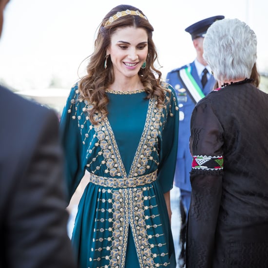 Queen Rania Teal Dress at Great Arab Revolt Celebration 2016