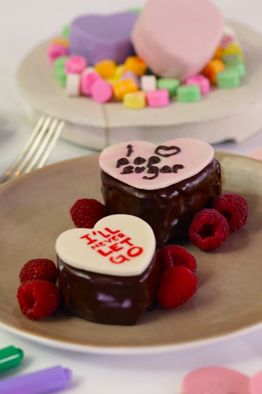 Conversation Heart Chocolate Cakes