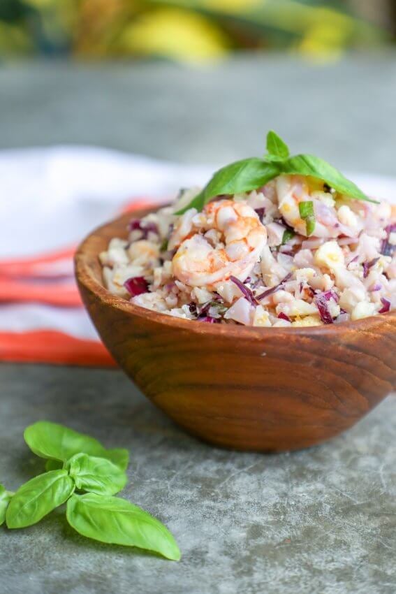 Keto Shrimp and Cauliflower Rice Salad