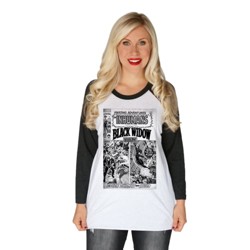Black Widow Comic Baseball Tee
