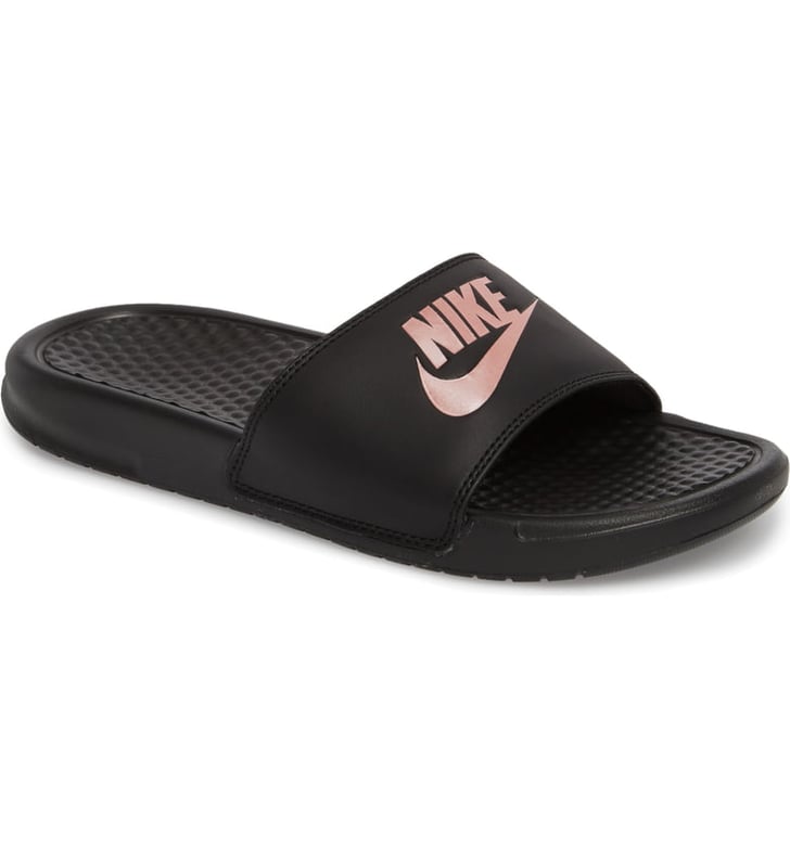 nike rose gold sliders