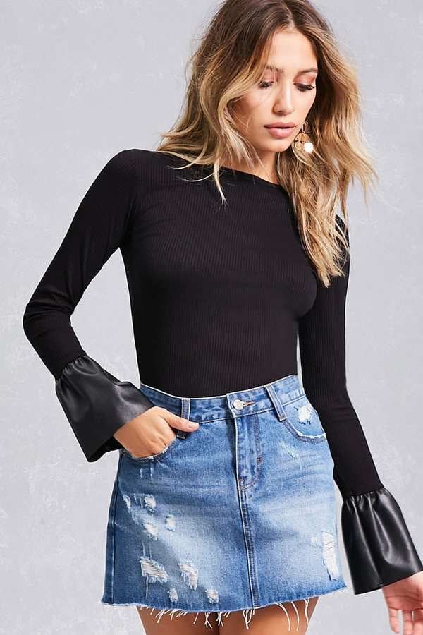 Forever 21 Ribbed Bell-Sleeve Top