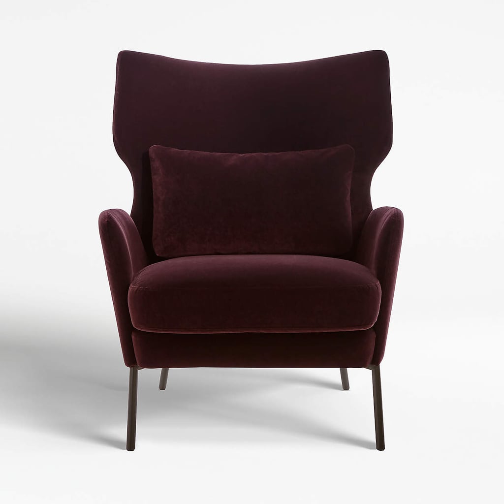 A Classic Armchair: Crate & Barrel Alex Bordeaux Velvet Accent Chair