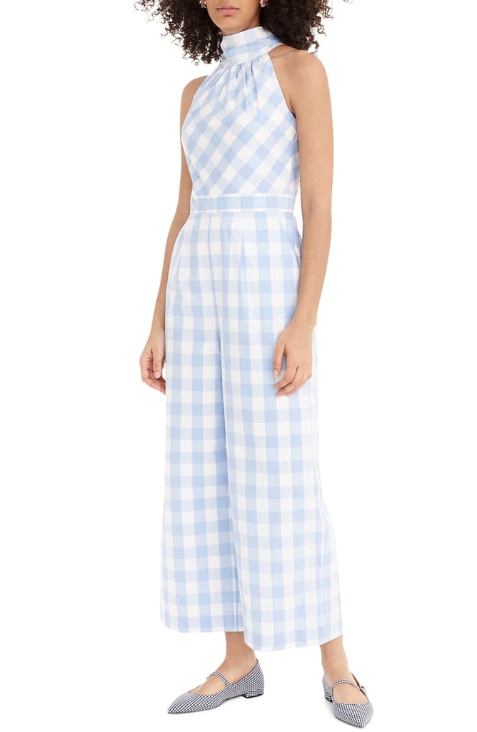 J.Crew Gingham High-Neck Cotton Poplin Jumpsuit