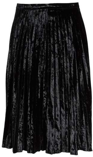 crushed velvet pleated skirt