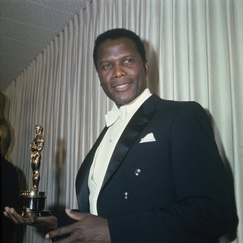 Bahamian-American actor Sidney Poitier (1927 - 2022) at the 39th Academy Awards in Santa Monica, Los Angeles, 10th April 1967. He is presenting the award for Best Supporting Actress. (Photo by Archive Photos/Getty Images)