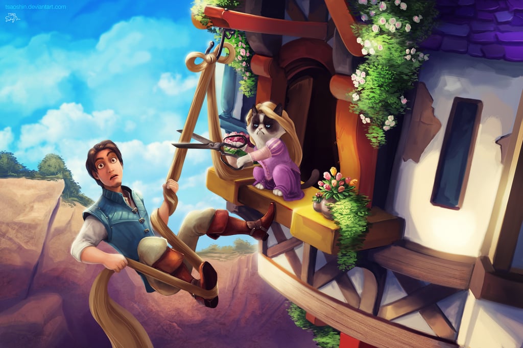 Grumpy Cat Rapunzel Disney Princess Art Popsugar Love And Sex Photo 173