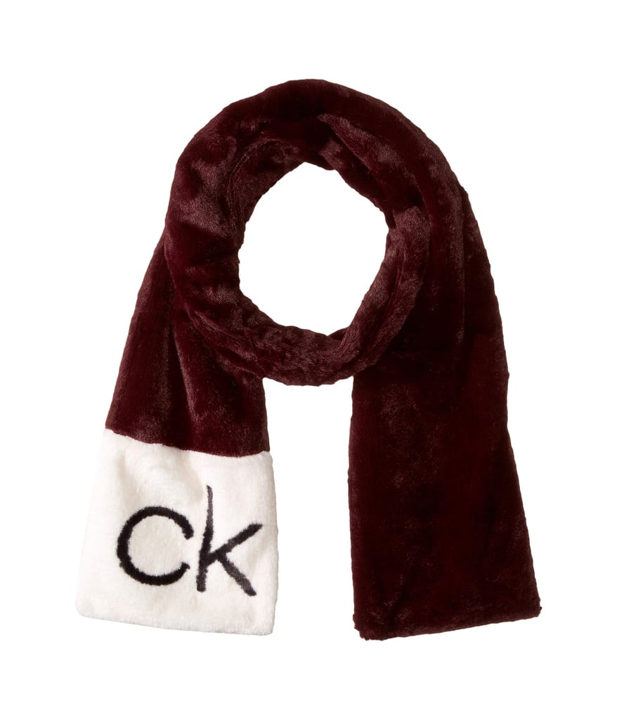 Calvin Klein CK Logo Faux Fur Scarf