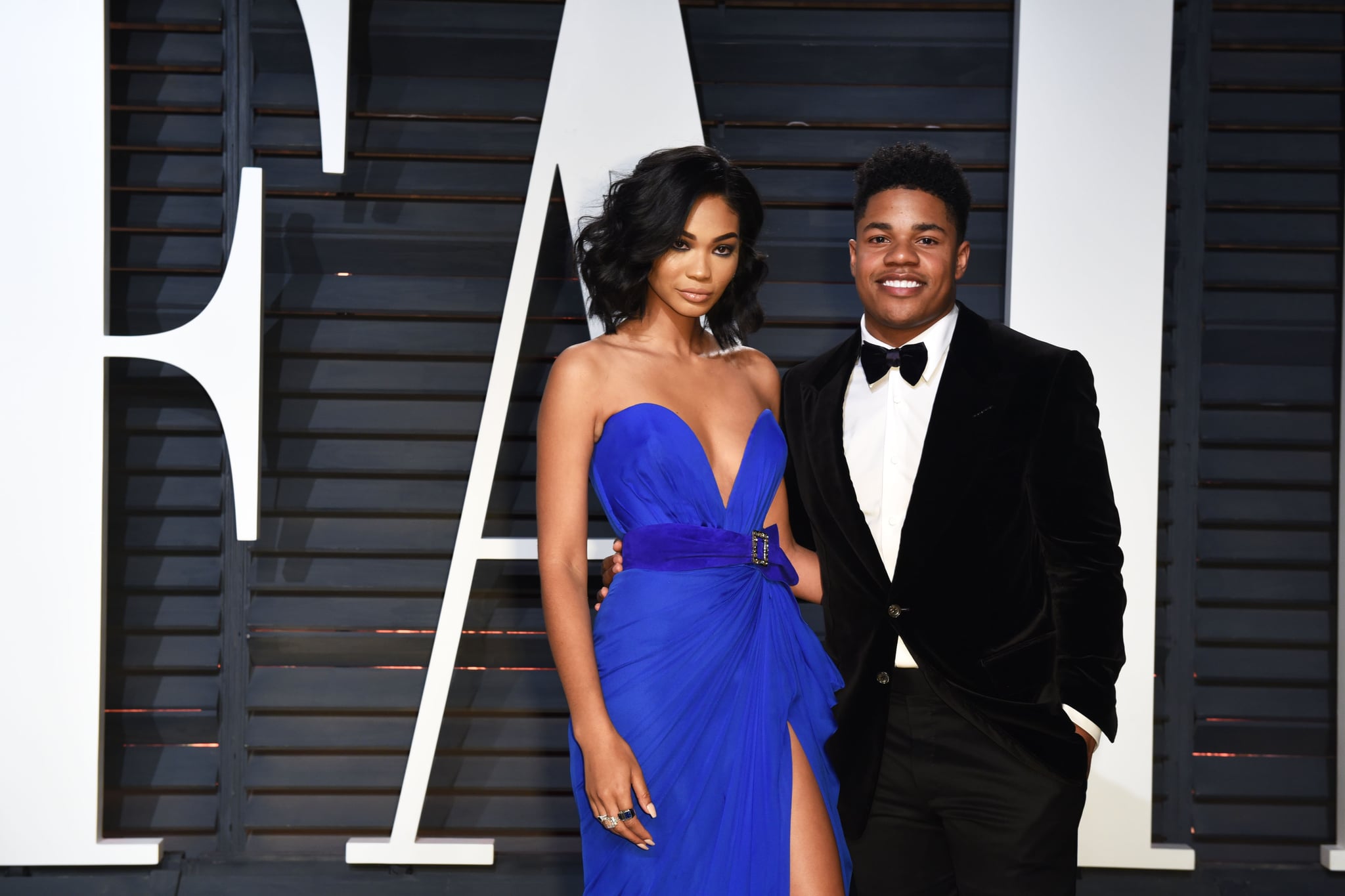 BEVERLY HILLS, CA - FEBRUARY 26:  Chanel Iman and NFL player Sterling Shepard attend the 2017 Vanity Fair Oscar Party hosted by Graydon Carter at Wallis Annenberg Center for the Performing Arts on February 26, 2017 in Beverly Hills, California.  (Photo by Presley Ann Slack/Patrick McMullan via Getty Images)