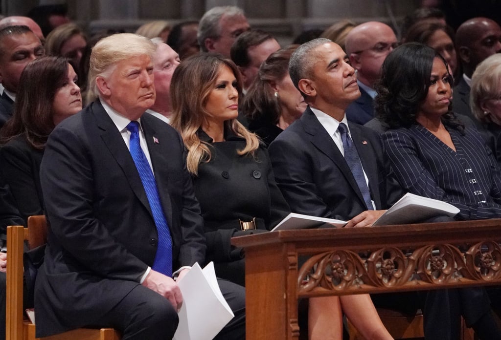 George W Bush Gives Michelle Obama Candy at Father's Funeral