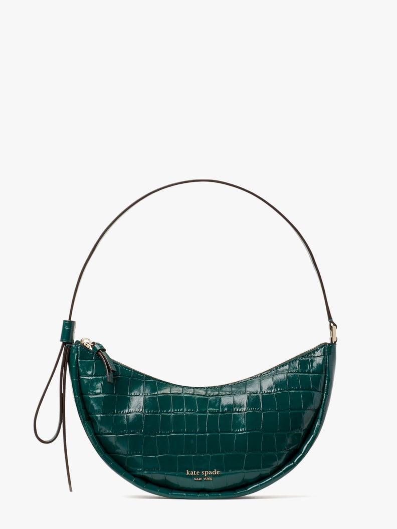 Going Green: Smile Croc-Embossed Leather Small Shoulder Bag
