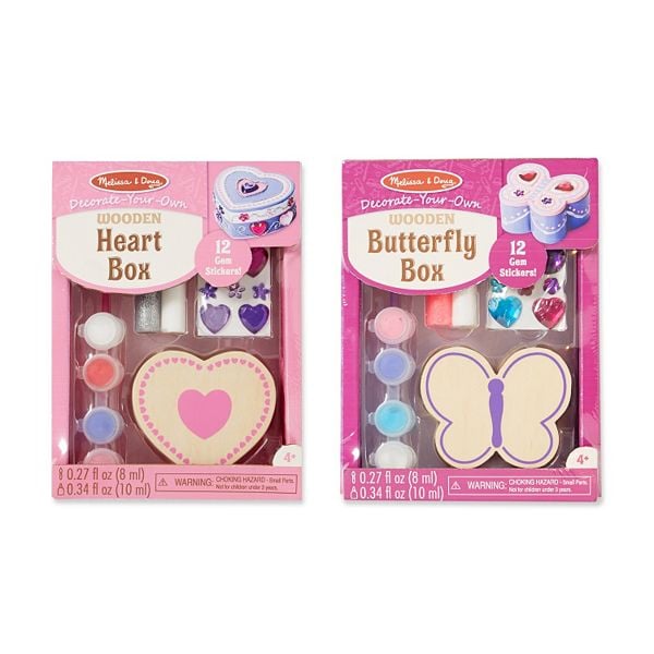 Melissa & Doug Decorate-Your-Own Heart Box & Butterfly Box Bundle