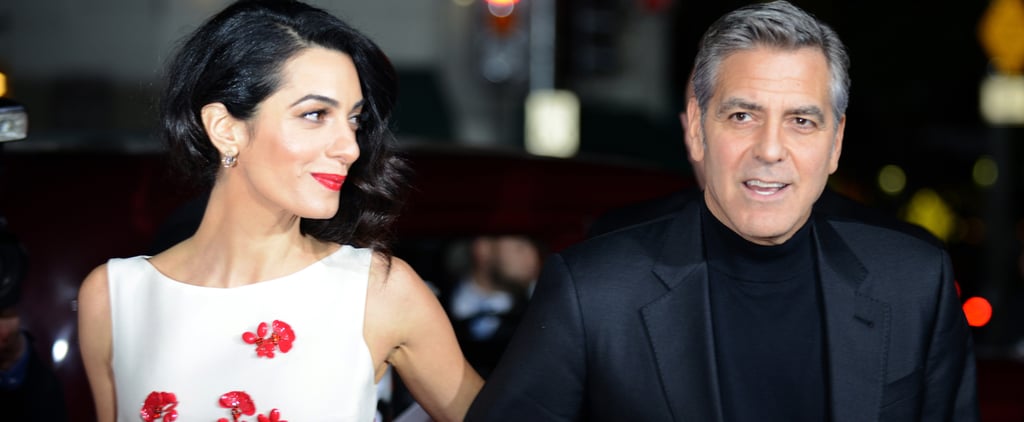 Amal Clooney Wearing Red Floral Giambattista Valli Dress