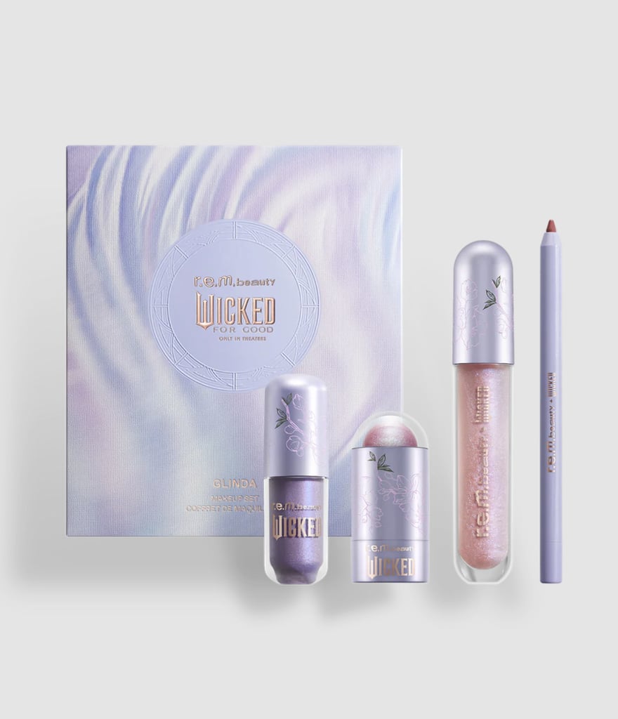 R.E.M. Beauty x "Wicked: For Good" Galinda Makeup Set ($65, originally $80)
Leave it to Ariana Grande to debut the cutest "Wicked" collection that's sure to add some whimsy to your makeup bag; the Good Witch, indeed! This makeup set includes a liquid eyeshadow, glow stick, lip liner, and glossy balm, all of which are inspired by Glinda's bubblegum-pink color palette.