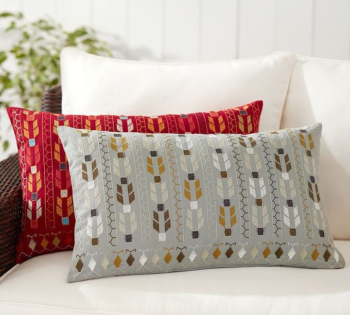 Embroidered Indoor Outdoor Lumbar Pillow 46 The Easiest Way